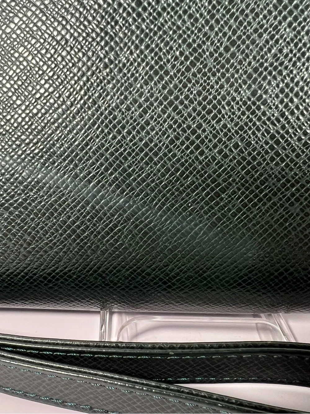 7101: Louis Vuitton Taiga Baikal Wristlet Clutch Pouch Green